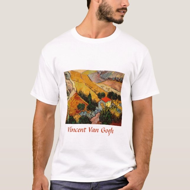 Vincent van Gogh - Landschaft, Haus und Plowman T-Shirt (Vorderseite)