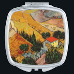 Vincent van Gogh - Landschaft, Haus und Plowman Taschenspiegel<br><div class="desc">Landschaft mit Haus und Plowman / Tal mit Plowman Seen von oben - Vincent van Gogh,  1889</div>
