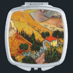 Vincent van Gogh - Landschaft, Haus und Plowman Taschenspiegel<br><div class="desc">Landschaft mit Haus und Plowman / Tal mit Plowman Seen von oben - Vincent van Gogh,  1889</div>