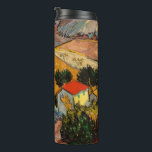 Vincent van Gogh - Landschaft, Haus und Plowman Thermosbecher<br><div class="desc">Landschaft mit Haus und Plowman / Tal mit Plowman Seen von oben - Vincent van Gogh,  1889</div>