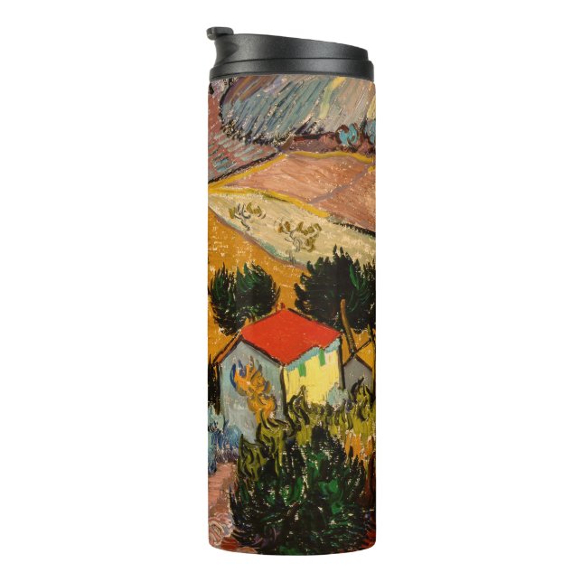 Vincent van Gogh - Landschaft, Haus und Plowman Thermosbecher (Nach rechts gedreht)