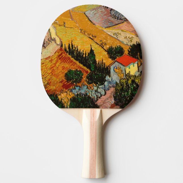 Vincent van Gogh - Landschaft, Haus und Plowman Tischtennis Schläger (Vorderseite)