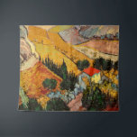 Vincent van Gogh - Landschaft, Haus und Plowman Wandteppich<br><div class="desc">Landschaft mit Haus und Plowman / Tal mit Plowman Seen von oben - Vincent van Gogh,  1889</div>