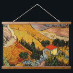 Vincent van Gogh - Landschaft, Haus und Plowman Wandteppich Mit Holzrahmen<br><div class="desc">Landschaft mit Haus und Plowman / Tal mit Plowman Seen von oben - Vincent van Gogh,  1889</div>