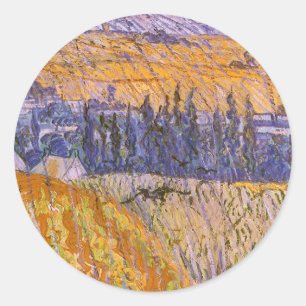 Vincent van Gogh - Landschaft in Auvers bei Regen Runder Aufkleber