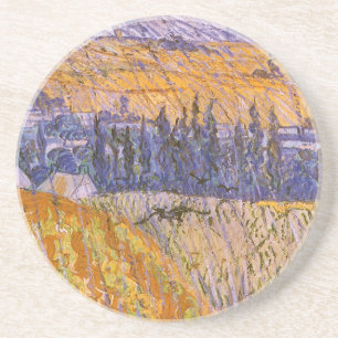 Vincent van Gogh - Landschaft in Auvers bei Regen Sandstein Untersetzer