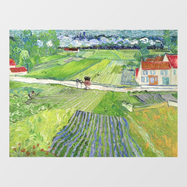 Vincent van Gogh - Landschaft mit Beförderung & Zu Fensteraufkleber (Blatt)