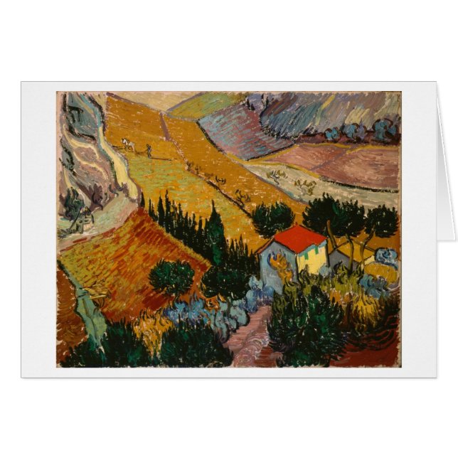 Vincent van Gogh | Landschaft mit Haus & Plowman (Vorderseite (Horizontal))