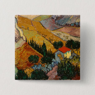 Vincent van Gogh Landschaft mit Haus & Plowman Button