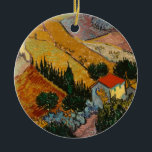 Vincent van Gogh | Landschaft mit Haus & Plowman Keramik Ornament<br><div class="desc">Nummer der Bildauflistung:  BAL385504 Landschaft mit Haus und Plowman,  1889 (Öl auf Leinwand). Gogh,  Vincent van (1853-1890) Öl auf Leinwand. Hermitage,  St. Petersburg,  Russland .  1889</div>