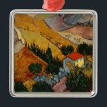 Vincent van Gogh | Landschaft mit Haus & Plowman Ornament Aus Metall<br><div class="desc">Landschaft mit Haus und Plowman,  1889 | von Vincent van Gogh | Art Location: Hermitage,  St. Petersburg,  Russland | Dutch Artist | Bildauflistungsnummer: BAL385504</div>
