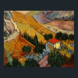 Vincent van Gogh | Landschaft mit Haus & Plowman Poster<br><div class="desc">Bildsammlung Nummer: BAL385504 Landschaft mit Haus und Plowman,  1889 (Öl auf Leinwand). Gogh,  Vincent van (1853-1890) Öl auf Leinwand. Hermitage,  St. Petersburg,  Russland . 1889</div>