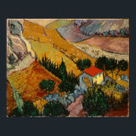 Vincent van Gogh | Landschaft mit Haus & Plowman Poster<br><div class="desc">Landschaft mit Haus und Plowman,  1889 | von Vincent van Gogh | Art Location: Hermitage,  St. Petersburg,  Russland | Dutch Artist | Image Collection number: BAL385504</div>