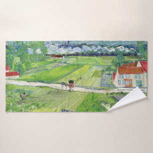 Vincent van Gogh - Landschaft mit Kutsche & Zug Badhandtuch Set