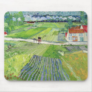 Vincent van Gogh - Landschaft mit Kutsche & Zug Mousepad
