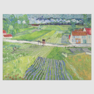 Vincent van Gogh - Landschaft mit Kutsche & Zug Seidenpapier