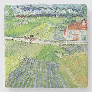 Vincent van Gogh - Landschaft mit Kutsche & Zug Steinuntersetzer