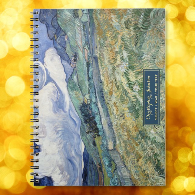 Vincent Van Gogh Landschaft Mit Monogramm Notizblock (Vincent Van Gogh Landscape Art Gold Monogrammed Notebook)