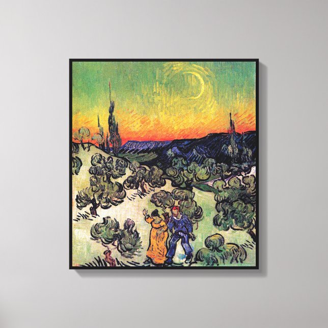 Vincent Van Gogh - Landschaft mit paare Fine Art Leinwanddruck (Vorderseite)
