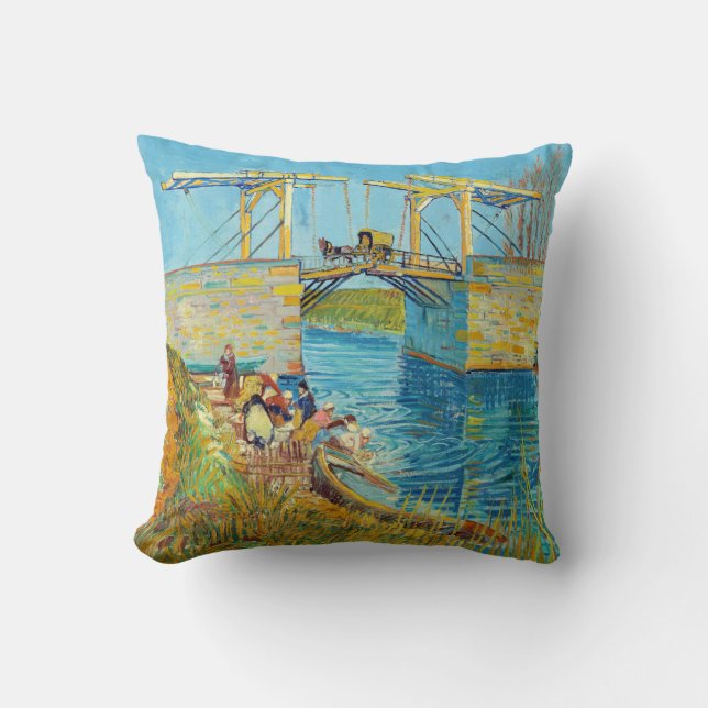 Vincent van Gogh - Langlois Bridge bei Arles #1 Kissen (Vorderseite)