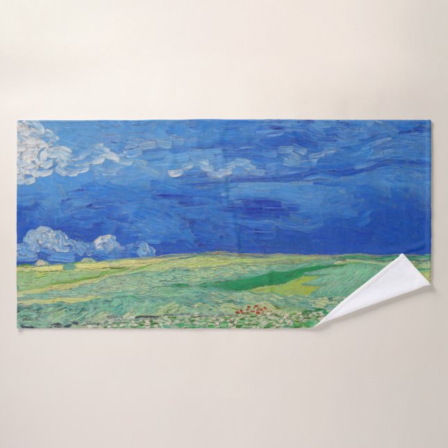 Vincent van Gogh - Les champs de roues sous Thunde (Serviette de bain)