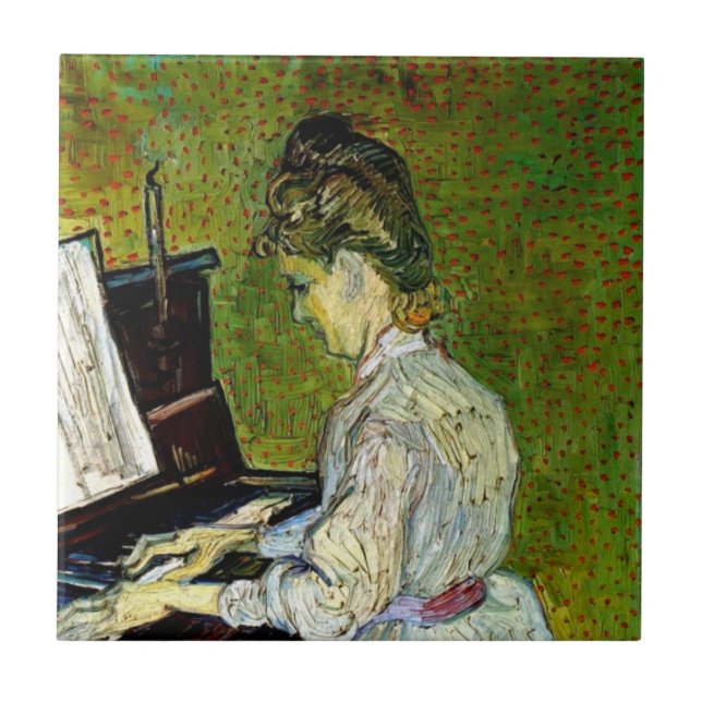 Vincent Van Gogh - Marguerite Gachet am Klavier Fliese (Vorderseite)