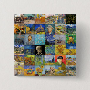 Vincent van Gogh - Meisterwerke Mosaic Patchwork Button