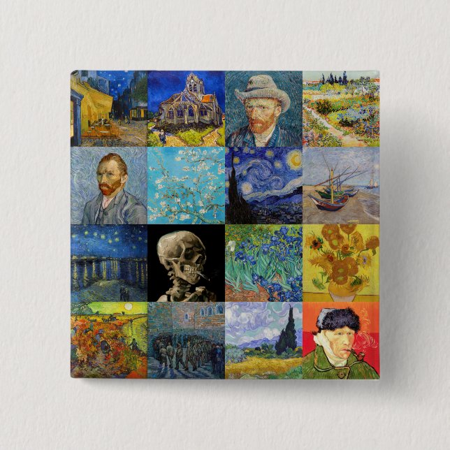 Vincent van Gogh - Meisterwerke Mosaic Patchwork Button (Vorderseite)
