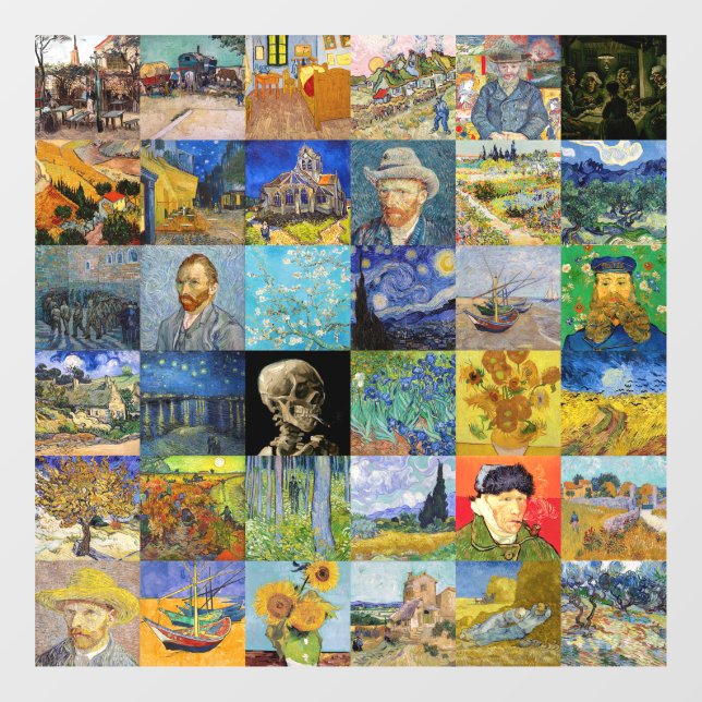 Vincent van Gogh - Meisterwerke Mosaic Patchwork Fensteraufkleber (Blatt)