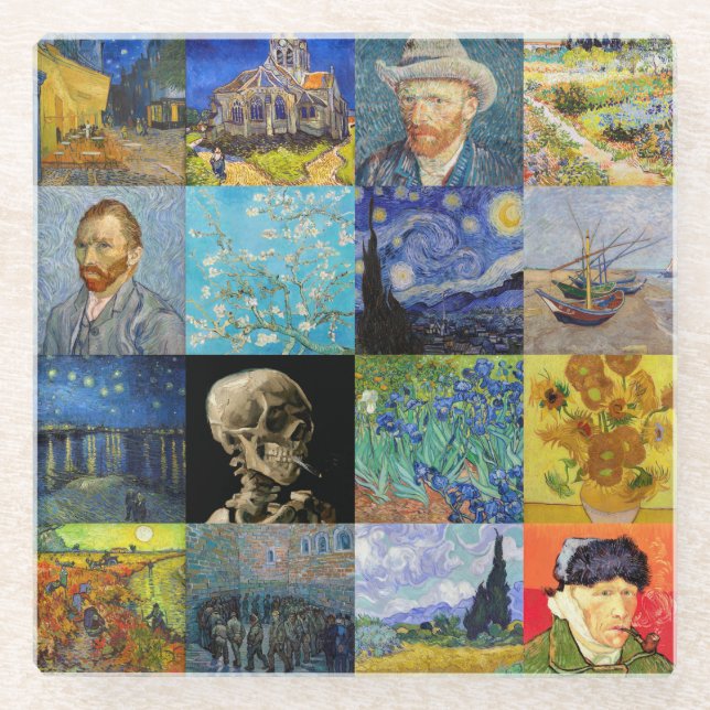 Vincent van Gogh - Meisterwerke Mosaic Patchwork Glasuntersetzer (Vorderseite)