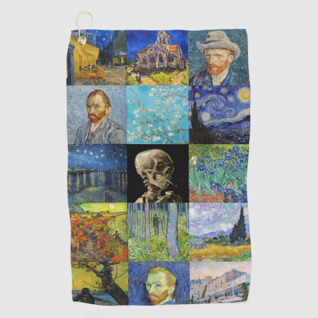 Vincent van Gogh - Meisterwerke Mosaic Patchwork Golfhandtuch (Vorderseite)