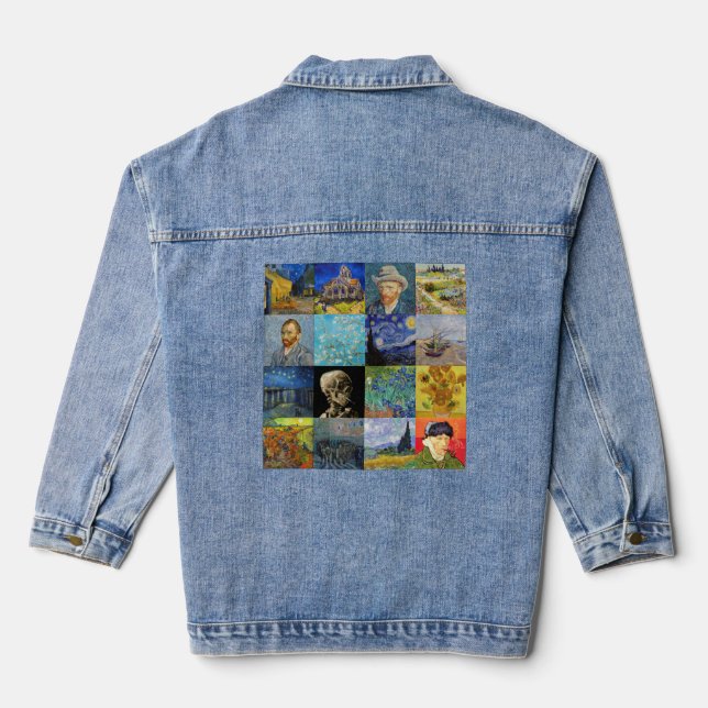 Vincent van Gogh - Meisterwerke Mosaic Patchwork Jeansjacke (Rückseite)