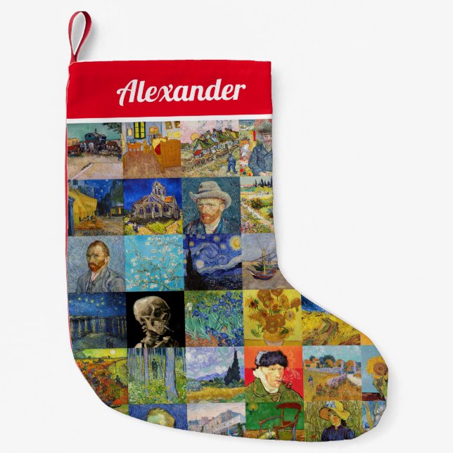 Vincent van Gogh - Meisterwerke Mosaic Patchwork Kleiner Weihnachtsstrumpf (Vorderseite)