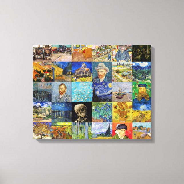 Vincent van Gogh - Meisterwerke Mosaic Patchwork Leinwanddruck (Vorderseite)