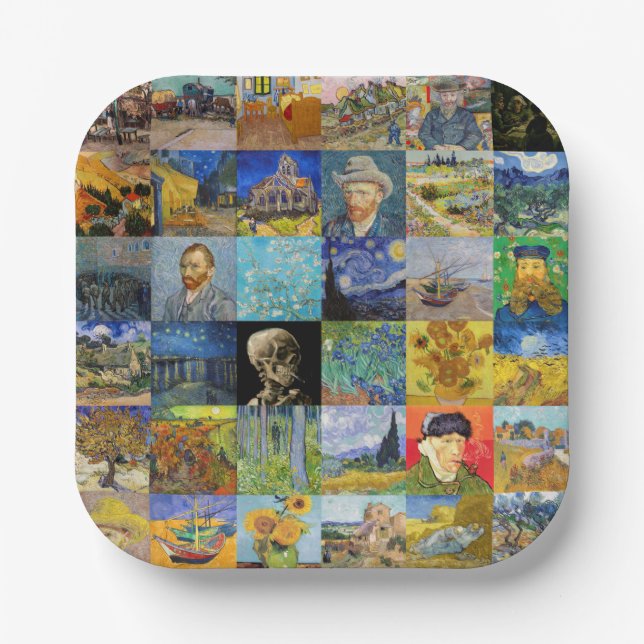 Vincent van Gogh - Meisterwerke Mosaic Patchwork Pappteller (Vorderseite)