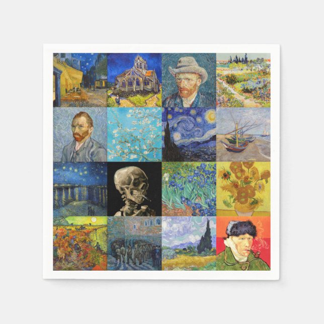 Vincent van Gogh - Meisterwerke Mosaic Patchwork Serviette (Vorderseite)