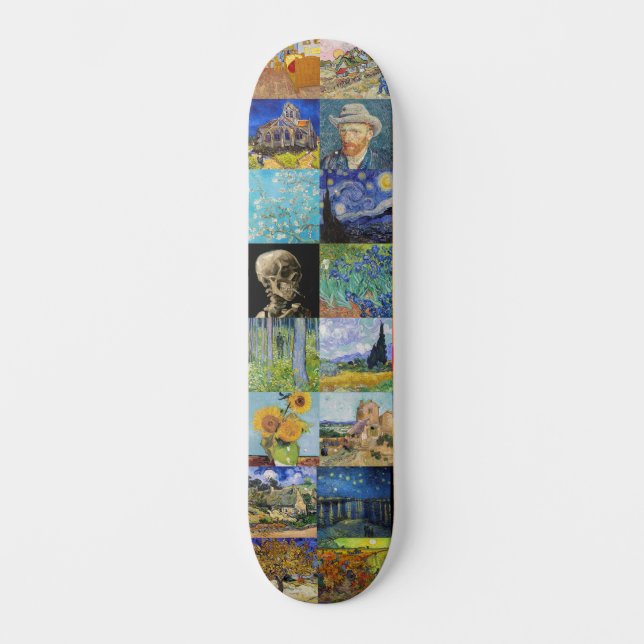Vincent van Gogh - Meisterwerke Mosaic Patchwork Skateboard (Vorderseite)