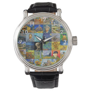 Vincent van Gogh - Meisterwerke Mosaik Patchwork Armbanduhr