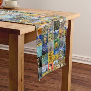 Vincent van Gogh - Meisterwerke Mosaik Patchwork Kurzer Tischläufer