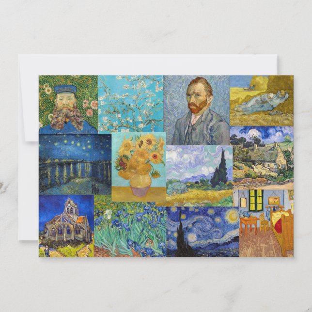 Vincent Van Gogh - Meisterwerke Patchwork Einladung (Vorderseite)