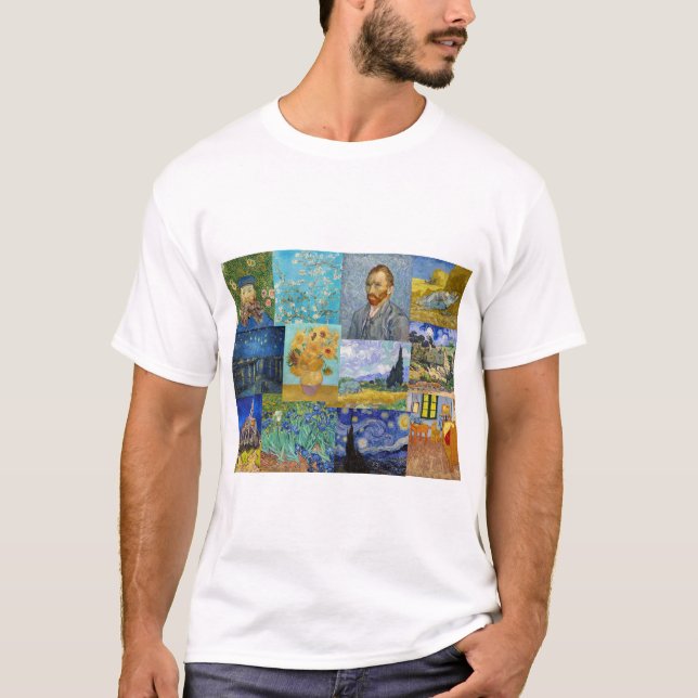 Vincent Van Gogh - Meisterwerke Patchwork T-Shirt (Vorderseite)