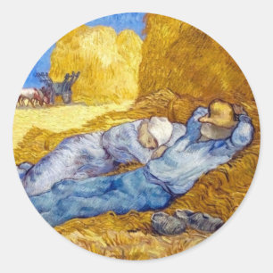 Vincent Van Gogh - Mittagsruhe von der Arbeit - Fi Runder Aufkleber