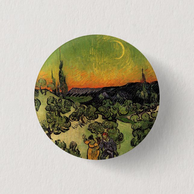 Vincent Van Gogh Moonlit Landschaft Button (Vorderseite)