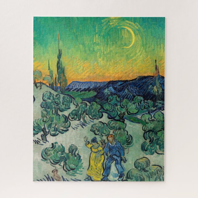 Vincent van Gogh - Moonlit Landschaft mit Paar (Vertikal)