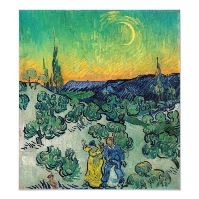 Vincent van Gogh - Moonlit Landschaft mit Paar Fotodruck (Vorne)