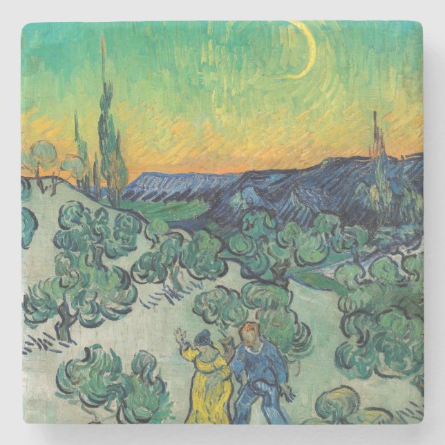 Vincent van Gogh - Moonlit Landschaft mit Paar Steinuntersetzer (Vorderseite)
