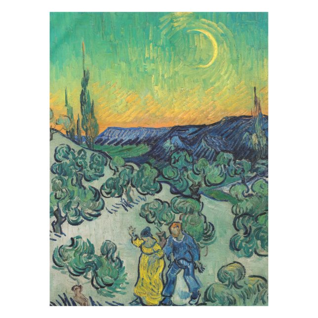 Vincent van Gogh - Moonlit Landschaft mit Paar Tischdecke (Vorderseite)