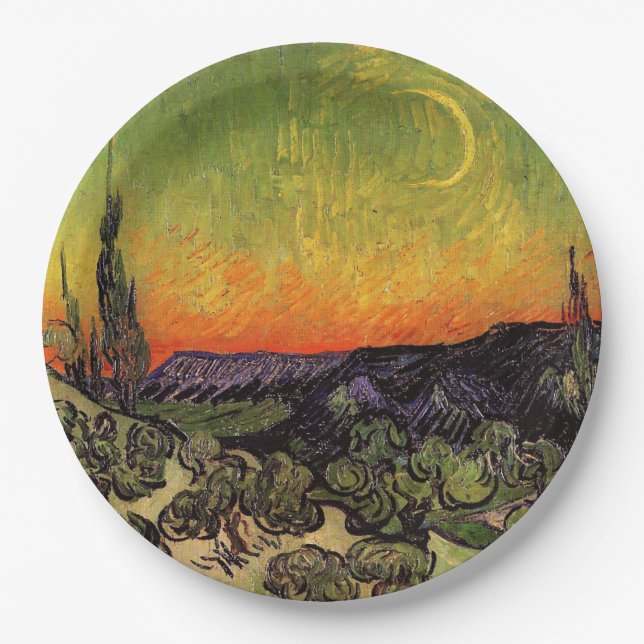 Vincent Van Gogh Moonlit Landschaft Pappteller (Vorderseite)