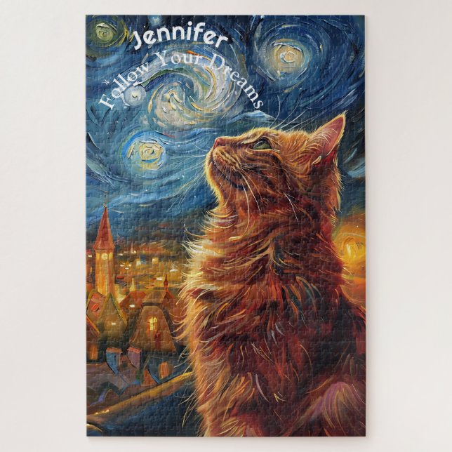 Vincent Van Gogh Motivierend Cat Puzzle (Vertikal)
