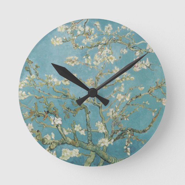 Vincent van Gogh-Niederlassungen des Mandelbaums Runde Wanduhr (Vorderseite)